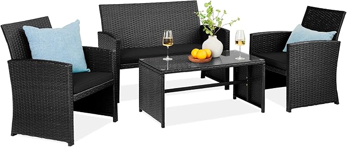 Best Choice Products 4-Piece Outdoor Wicker Patio Conversation Furniture Set by BestChoiceProducts