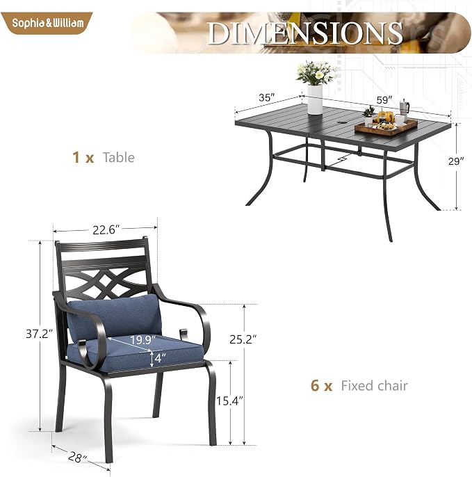 Sophia and William Patio Dining Set - Image 6