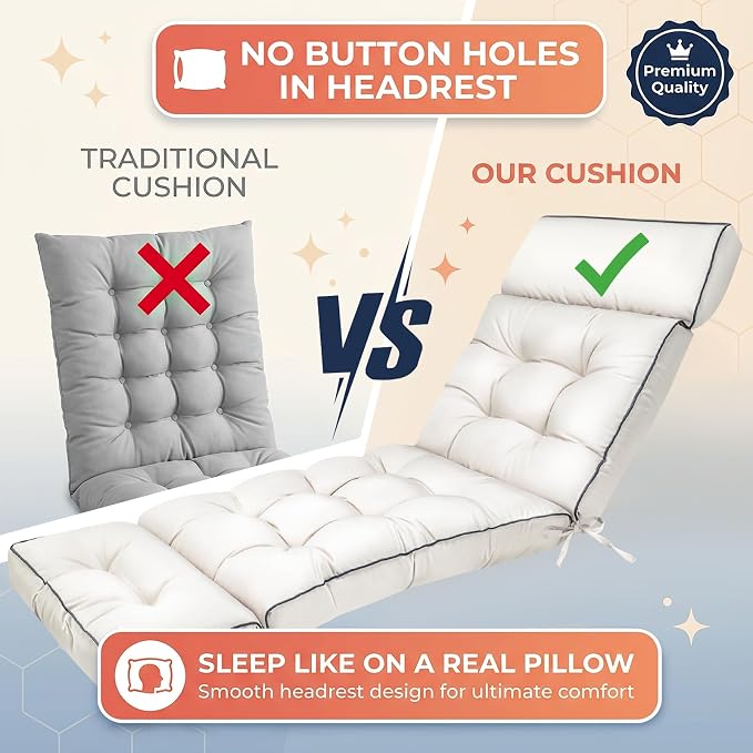 MAGIC ELEPHANT Chaise Lounge Cushion Outdoor, Memory Foam Patio Lounge Chair - Image 5
