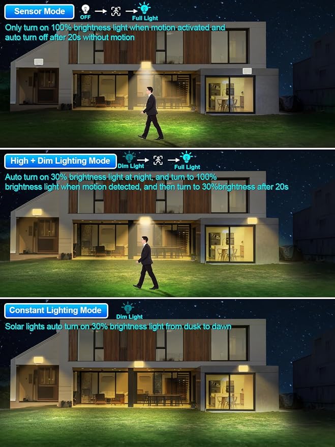 Solar Lights Outdoor Waterproof IP65, 172LED 9000K 3Modes Split Solar Motion - Image 5