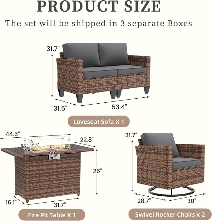 UDPATIO 5 Pieces Patio Furniture Set - Image 3