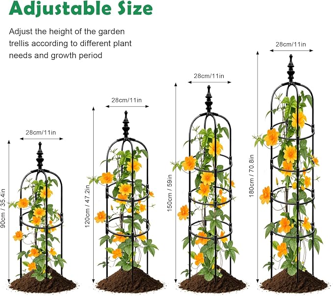 Trellis for Climbing Plants Outdoor 1Pcs Garden Obelisk 6Ft, Metal Pipe Tomato - Image 2