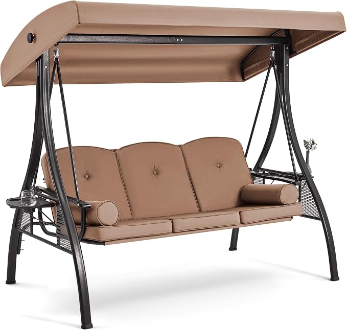 HOMREST 3 Seat Outdoor Porch Swing by HOMREST