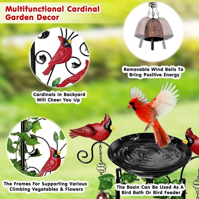 Cardinal Bird Bath Garden Trellis - Image 2