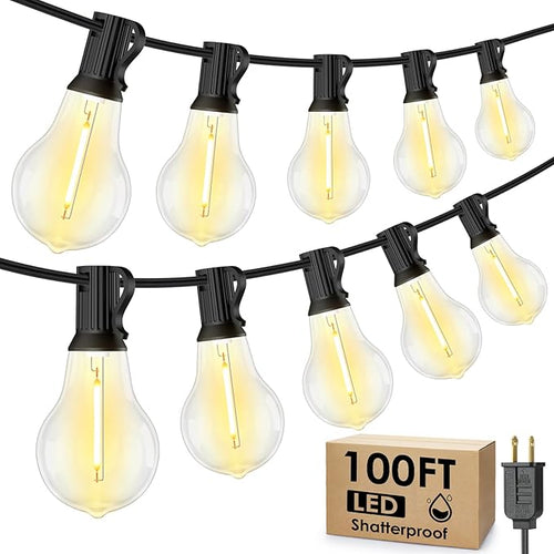 100FT LED Outdoor String Lights, Waterproof Patio Lights by Larkvue