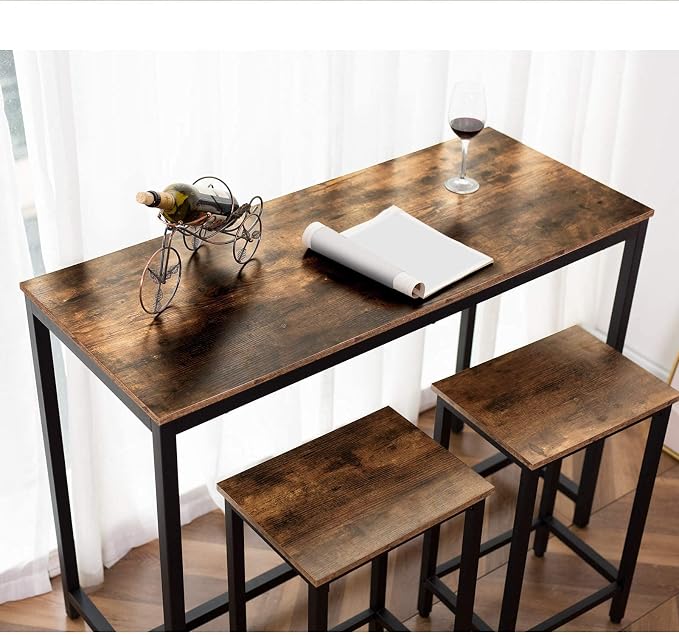 HOOBRO Bar Table and Chairs Set, 47.2” Rectangular Pub Table - Image 6