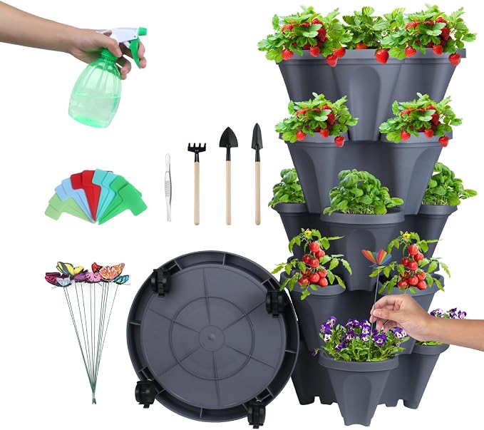 DUNCHATY Stackable Planter, Vertical Strawberry Planter by DUNCHATY