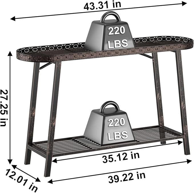 2 Tier Plant Stand Outdoor Indoor Metal Pland Stand, Heavy Duty Tall Plant - Image 6