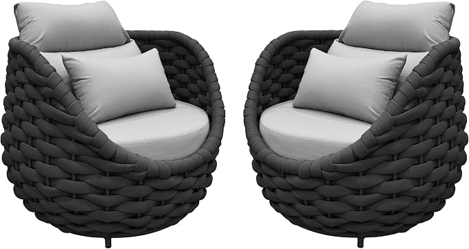 TWT Patio Sofa Set of 2 All-Weather Textilene Rope Balcony Furniture by TWT