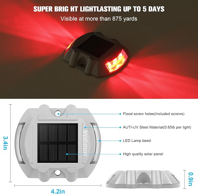 VOLISUN Christmas Solar Deck Lights Driveway Dock Lights, Auto On/Off - Image 2
