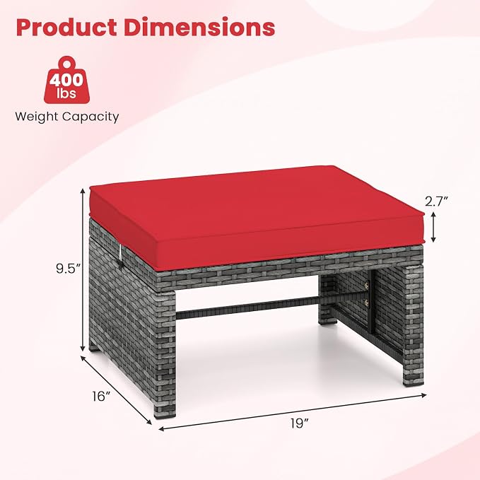 Tangkula 2 Pieces Patio PE Rattan Ottomans, and Yard - Image 3