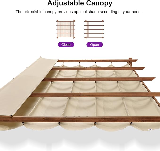 PURPLE LEAF 10' x 13' Outdoor Retractable Pergola - Image 6