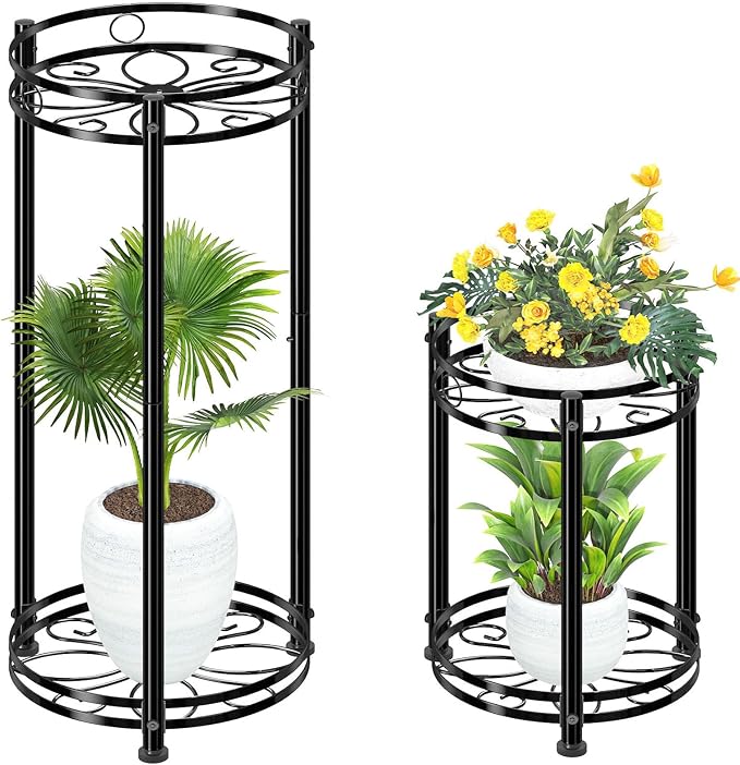 Simple Trending Round Plant Stand Indoor Outdoor, Waterproof Metal Tall 31” by SimpleTrending