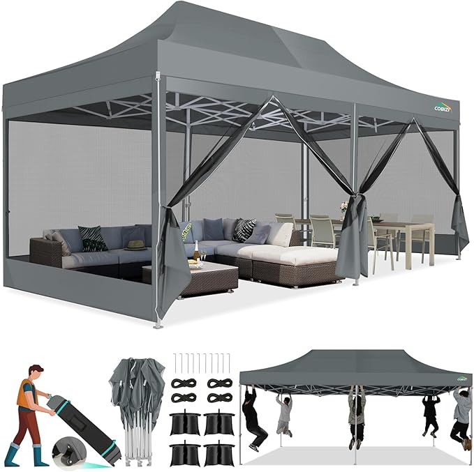 COBIZI 10x20 Canopy Tent, Heavy Duty Pop up Canopy by COBIZI