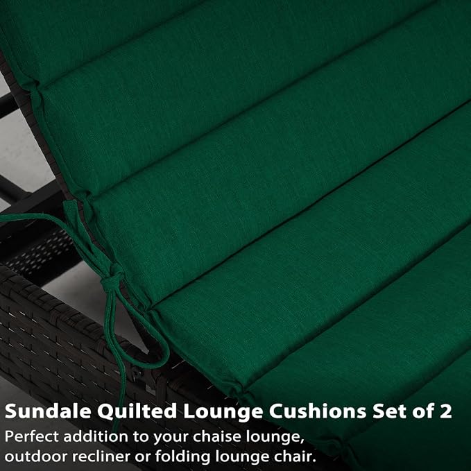 Sundale Outdoor Olefin Quilted Lounge Cushion Set of 2, Patio Foldable Chaise - Image 6