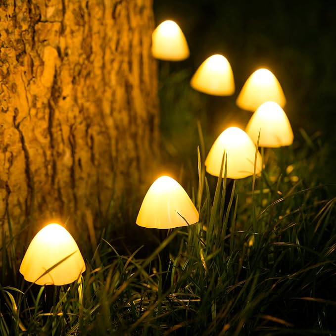 JMEXSUSS Solar Mushroom Lights for Outside, 20 LED 36FT Solar String Lights - Image 7