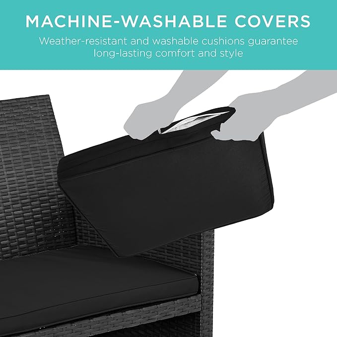 Best Choice Products 4-Piece Outdoor Wicker Patio Conversation Furniture Set - Image 5
