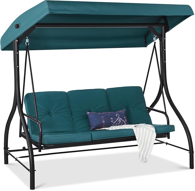 Best Choice Products 3-Seat Outdoor Large Converting Canopy Swing Glider by BestChoiceProducts