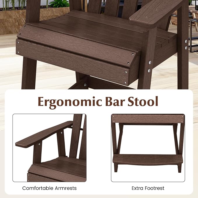 Tangkula Outdoor Bar Stool, HDPE Tall Adirondack Chair - Image 6