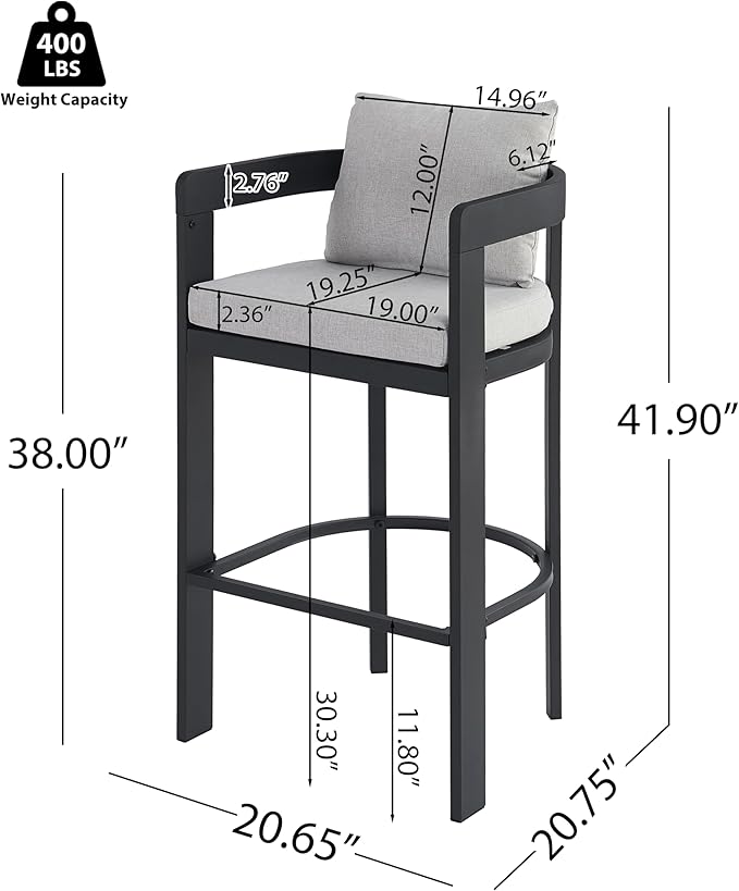 Christopher Knight Home Leona Outdoor Counter Height Bar Stools Set of 2 - Image 2