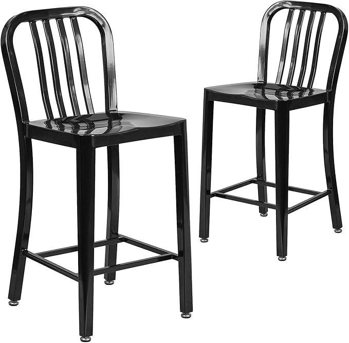 Flash Furniture Gael Commercial Grade 2 Pack 24" High Black Metal by FlashFurniture