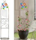 Garden Trellis with Plant Stands, 48” Metal Detachable Dragonfly Plant Pot by SUNNYPARK