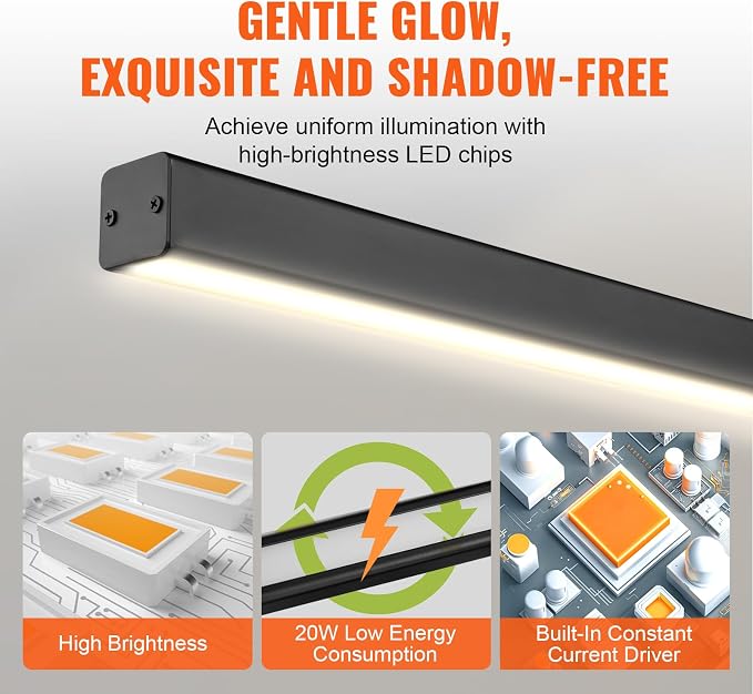 VEVOR Dimmable Linear Pendant Light, 47 in LED Linear Light Fixture Chandelier - Image 3