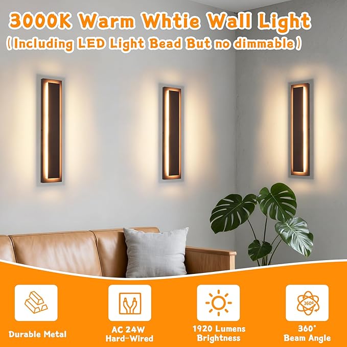   Long Outdoor LED Wall Lights, Modern Exterior Garage Wall Light - Image 4