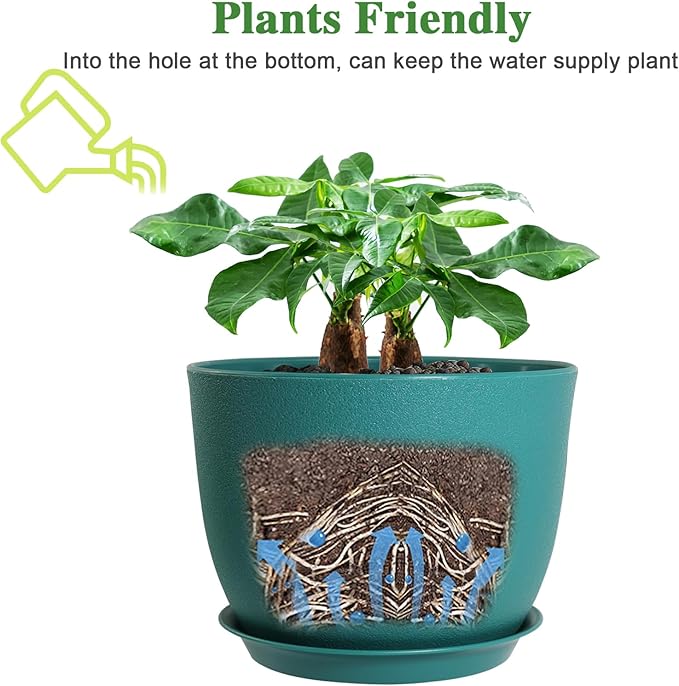 12inch Large Plant Pot, Modern Plastic Planter - Image 4