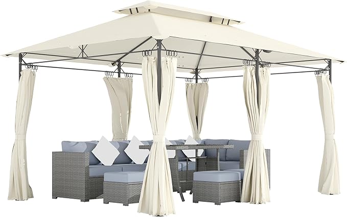 Outsunny 10' x 13' Patio Gazebo, Double Roof Outdoor Gazebo Canopy Shelter by Outsunny