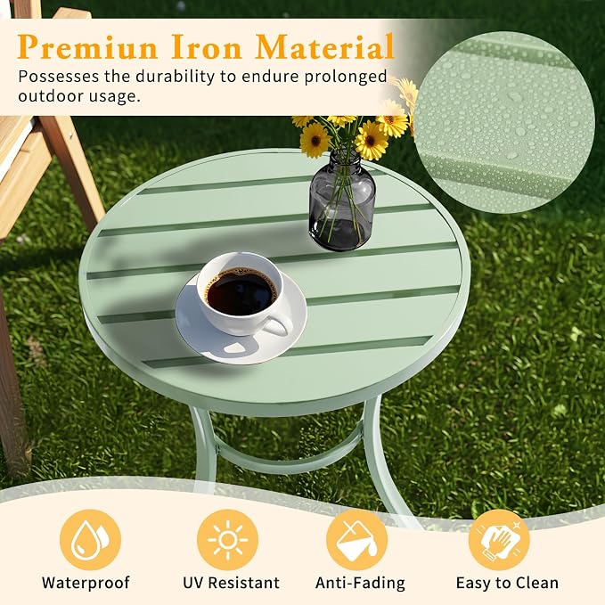 VINGLI Outdoor Side Table, Small Metal Patio End Table, Outdoor Round Table - Image 5