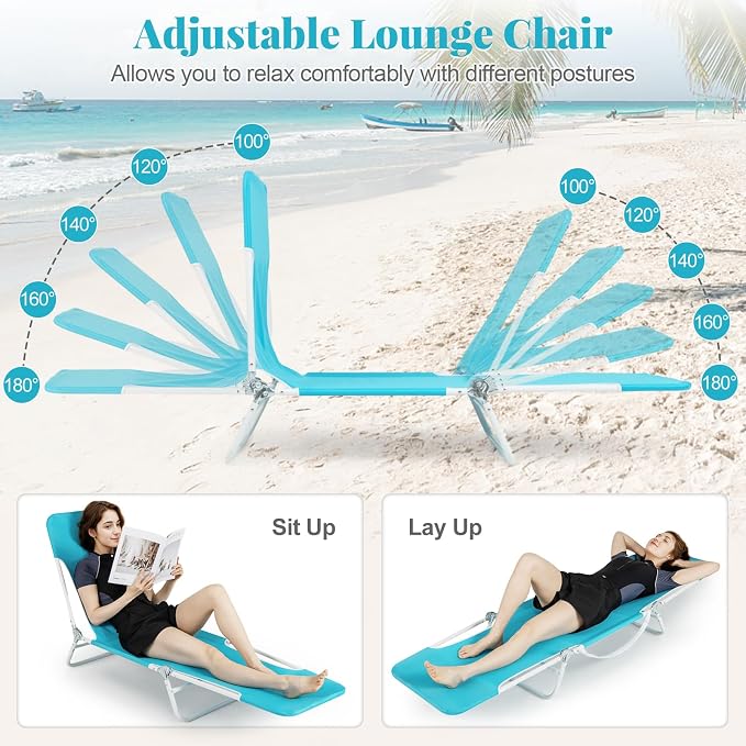 GYMAX Tanning Chair, 330lbs Capacity & Shoulder Strap, Portable Layout - Image 4