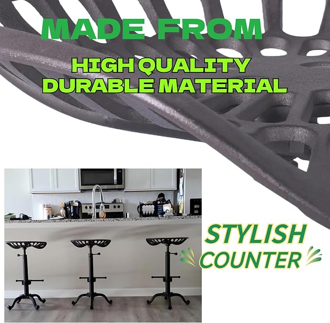 Diwhy Rustic Industrial Farmhouse Tractor Seat Counter Height Adjustable Bar - Image 4