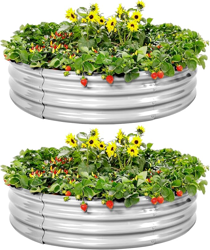 Land Guard Galvanized Raised Garden Bed 2Pcs, Planter Raised Garden Beds Outdoor by LandGuard
