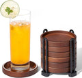 Set of 6 Wooden Coasters With Holder by Hanber