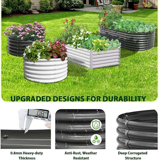 A ANLEOLIFE 6-Pack 4X4 & 6X3 & 6X2 Deep Root Galvanized Raised Garden Beds - Image 7