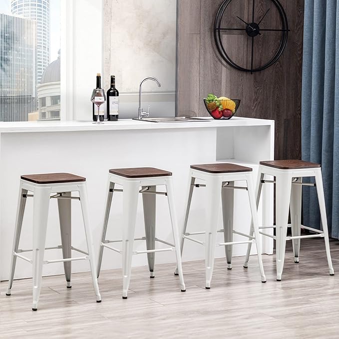 Alunaune 30" Metal Bar Stools Set of 4 Industrial Backless Counter Height - Image 10