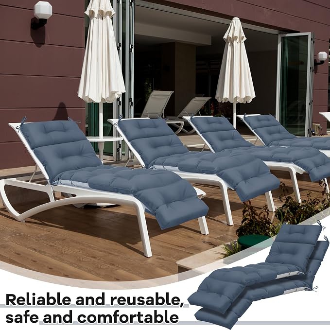 Kigley 2 Pcs Chaise Lounge Cushions 75 x 22 x 5 Inches Soft Lounge Chair - Image 6