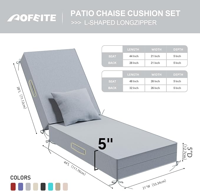Outdoor Water-Resistant Olefin Chaise Lounge Cushions - Image 4