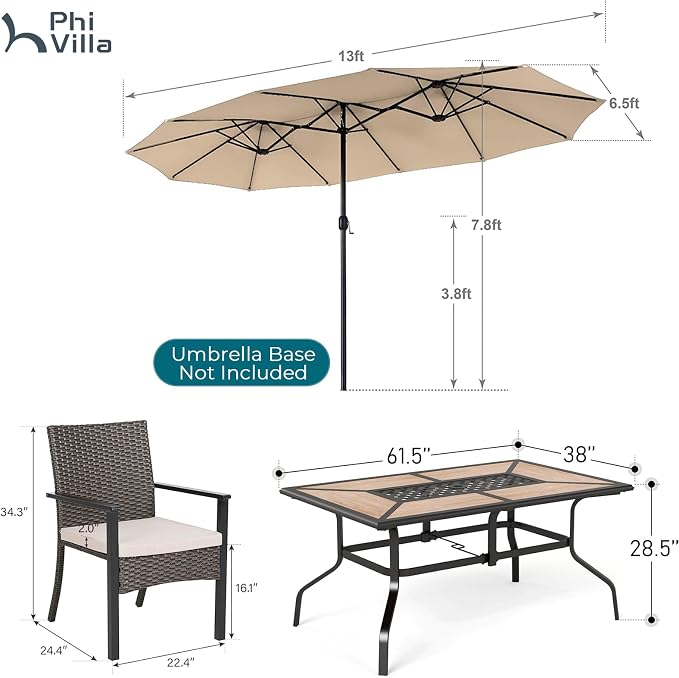 PHI VILLA 7 Pieces Outdoor Dining Set - Image 6