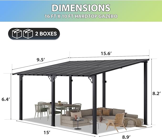 Aoxun 16'x 10' Premium Gazebo - Image 9