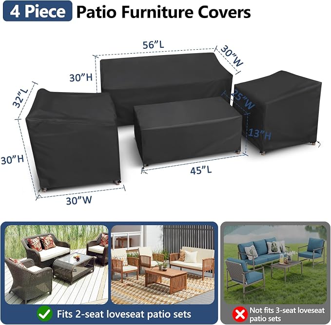 STARTWO Outdoor Furniture Cover Waterproof, 4 Piece Patio Furniture Set Cover - Image 2