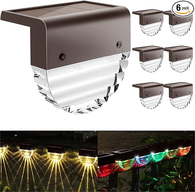 Solar Lights Outdoor, Solar Deck Lights, 6 Pack Solar Fence Step Lights Outdoor by Melunar