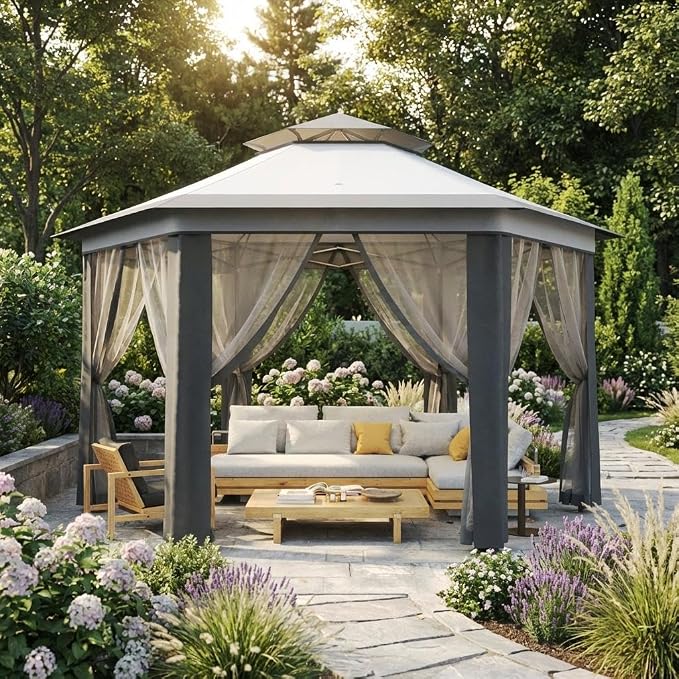 GAOMONHeavy Duty 13x13ft 6-Sided Pop-Up Gazebo Tent-Double Vented Roof by GAOMON
