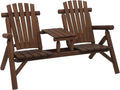 Outsunny 2-Seat Wooden Adirondack Chair, Patio Bench by Outsunny