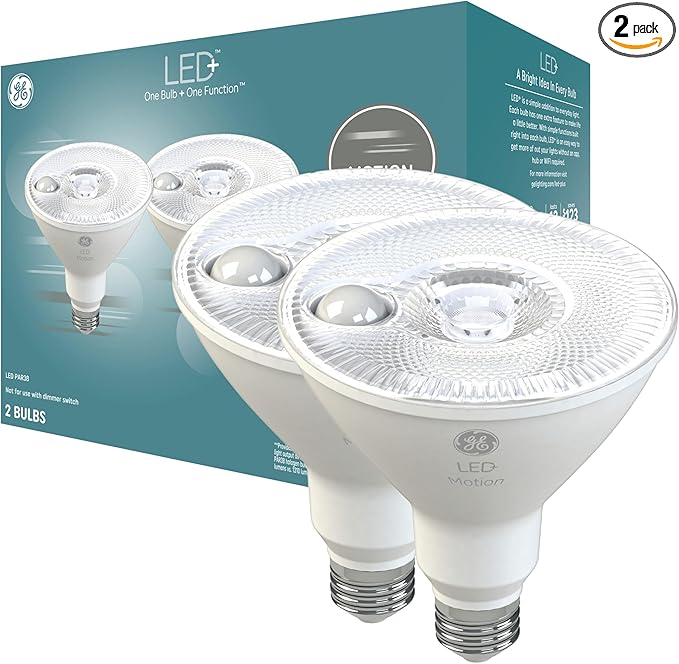 GE LED+ Motion Sensor LED Light Bulbs, PAR38 Outdoor Security Floodlight by GELighting