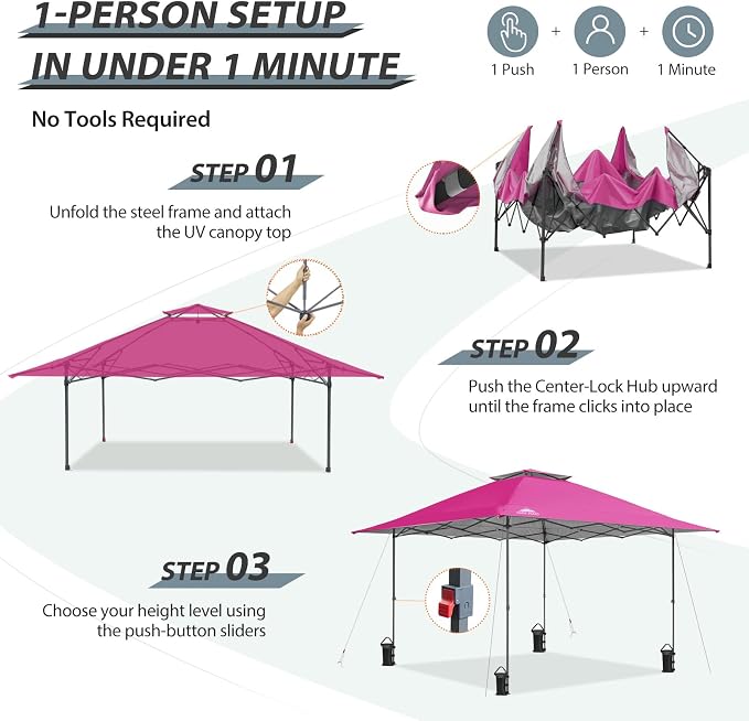 EAGLE PEAK 13x13 Straight Leg Pop Up Canopy Tent Instant Outdoor Canopy Easy - Image 2