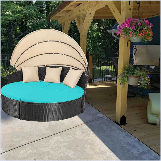 Outdoor Round daybed Cushion Cover, 4 in 1 Cushion Cover - Image 5
