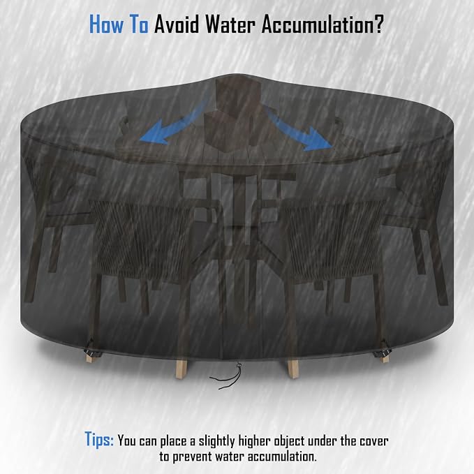 Round Patio Furniture Covers, Waterproof Round High Outdoor Table and Chair Set - Image 5