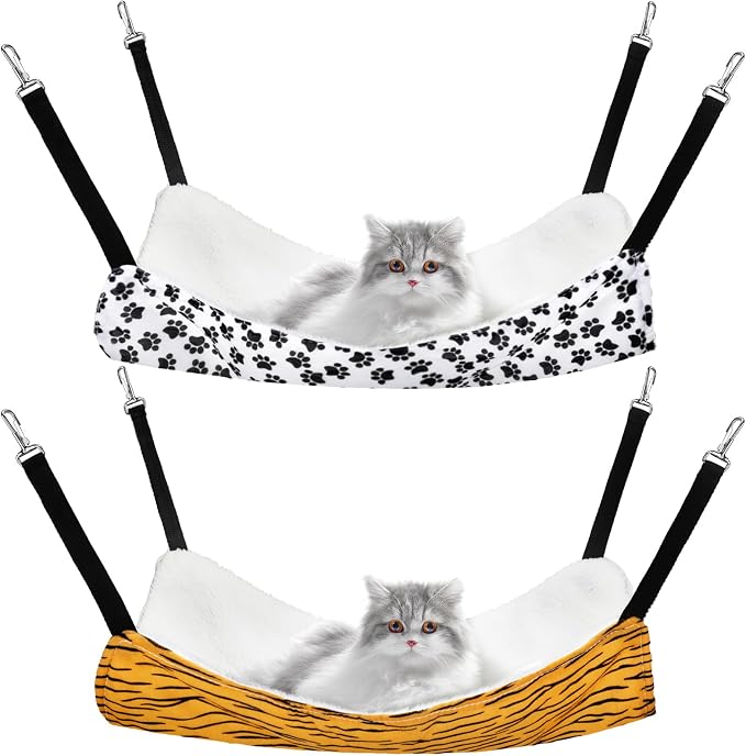 2 Pack Cat Hammock for Cage, Catio Accessories Reversible Soft Cats Bed by Jetec